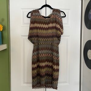 Ark & Co One Shoulder Chevron Dress - Multicolor